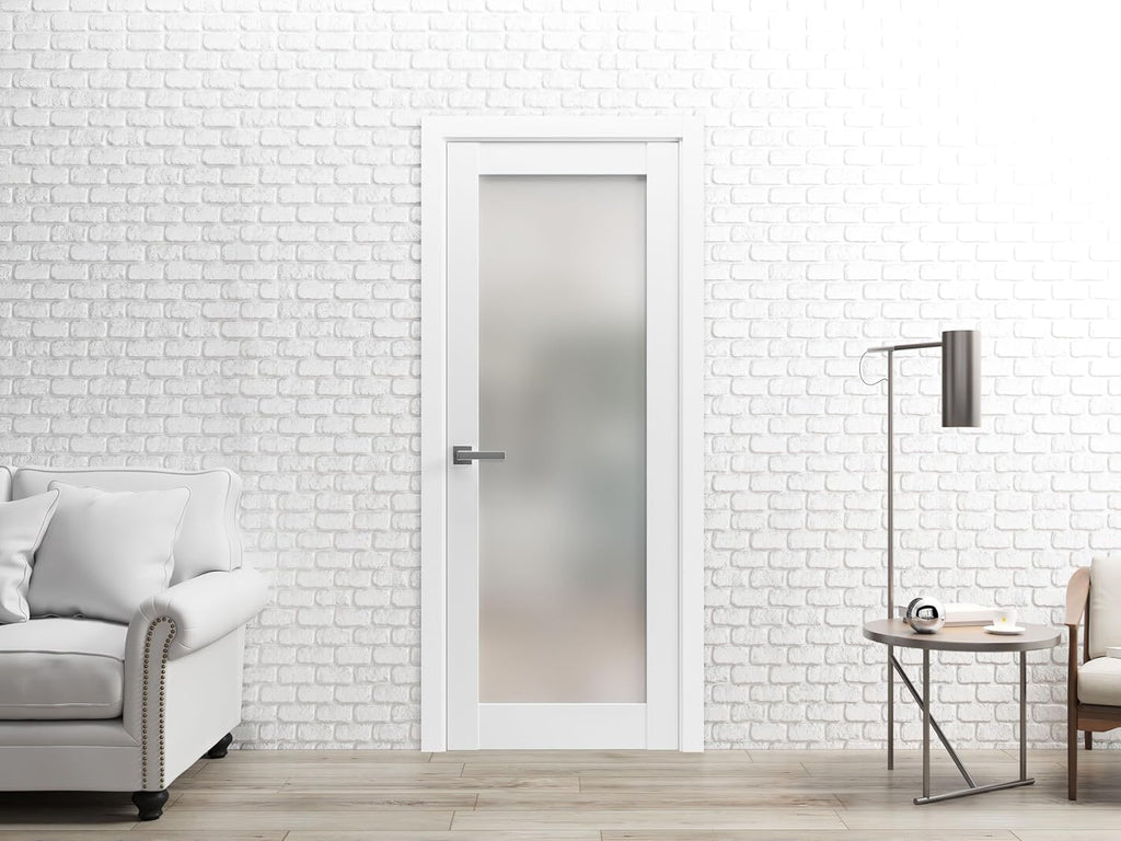 Frosted Glass Door Panel Slab 32 x 84 Solid Wood Core Interior Door T978177