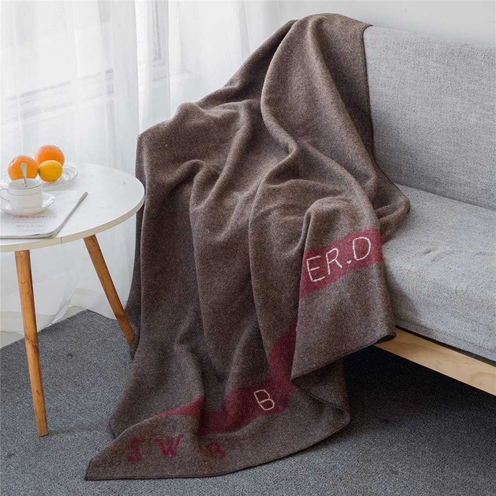 Wool Blanket 59" x 80" Warm Thick Washable for Camping Outdoors J21971