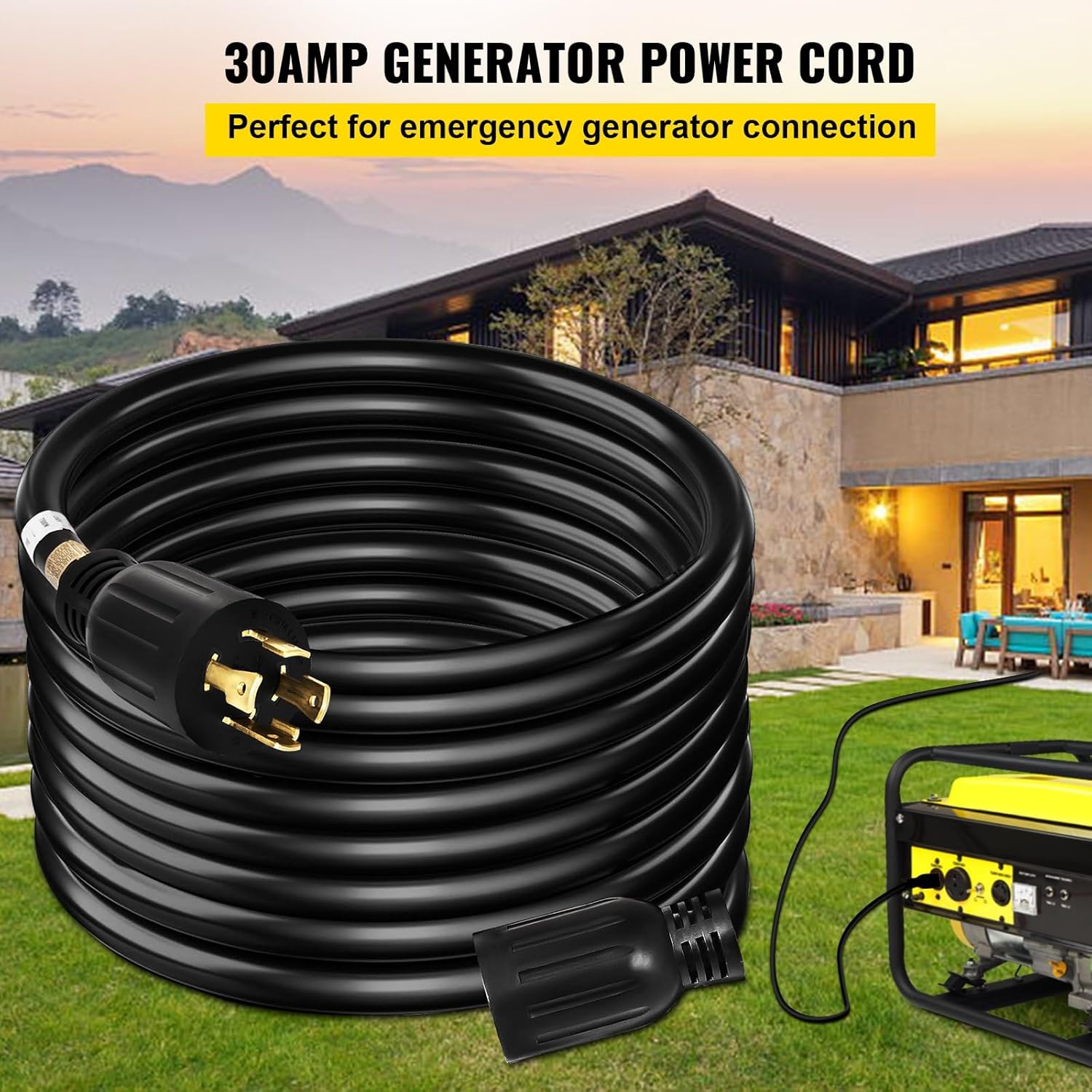 Generator Extension Cord 50Ft 30 Amp 4 Wire 10 Gauge Twist Lock V452923