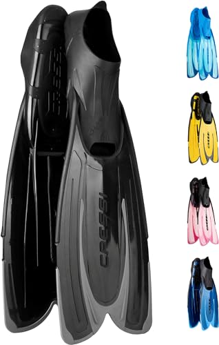 Cressi Adult Snorkeling Fins with Self-Adjustable Comfortable Full Foot Pocket | Perfect for Traveling | Agua: made in Italy