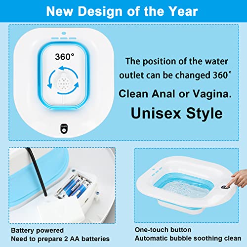 Sitz Bath for Hemorrhoids and Postpartum Care, Collapsible Toilet Seat Tub, Blue T8217
