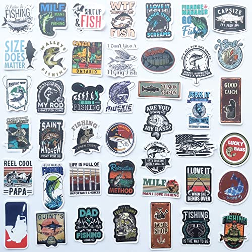 Funny Fishing Decal Bass Sticker Fish Decals for Boats Fish on Trout Fishing Stickers Boat Graphics 50Pcs