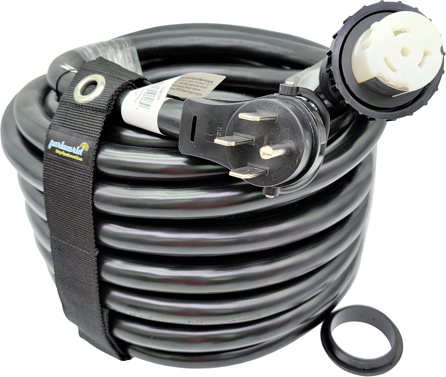 Parkworld 60639 RV 50A Shore Power Extension Cord Adapter, 50amp Camper Plug 14-50P to SS2-50R Marine Twist Lock Receptacle (75FT)