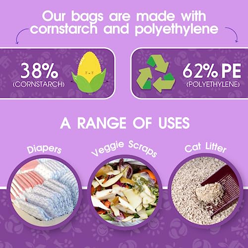 Unscented Dog Poop Bags with Tie Handles, Extra-Thick C246453