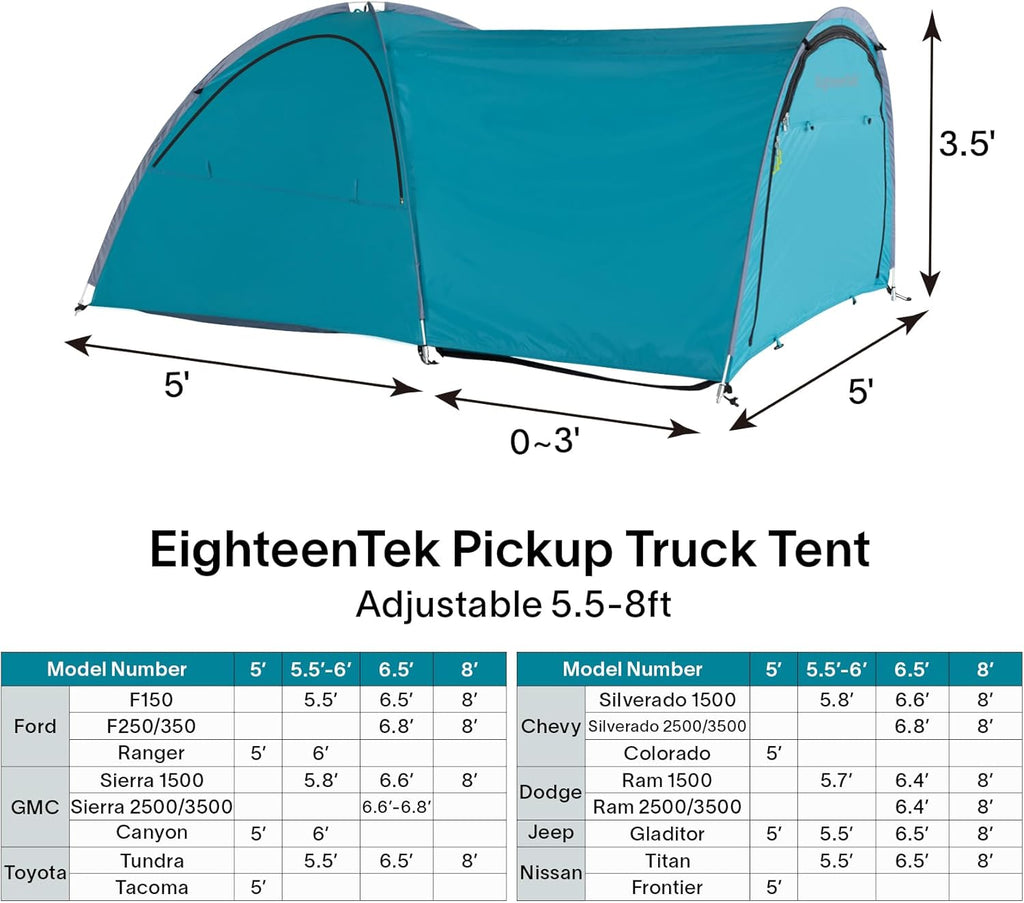 Truck Bed Tent for Camping, Waterproof Double Layer Pop Up, Fits 5.5-8 Ft Pickup Truck Y8456