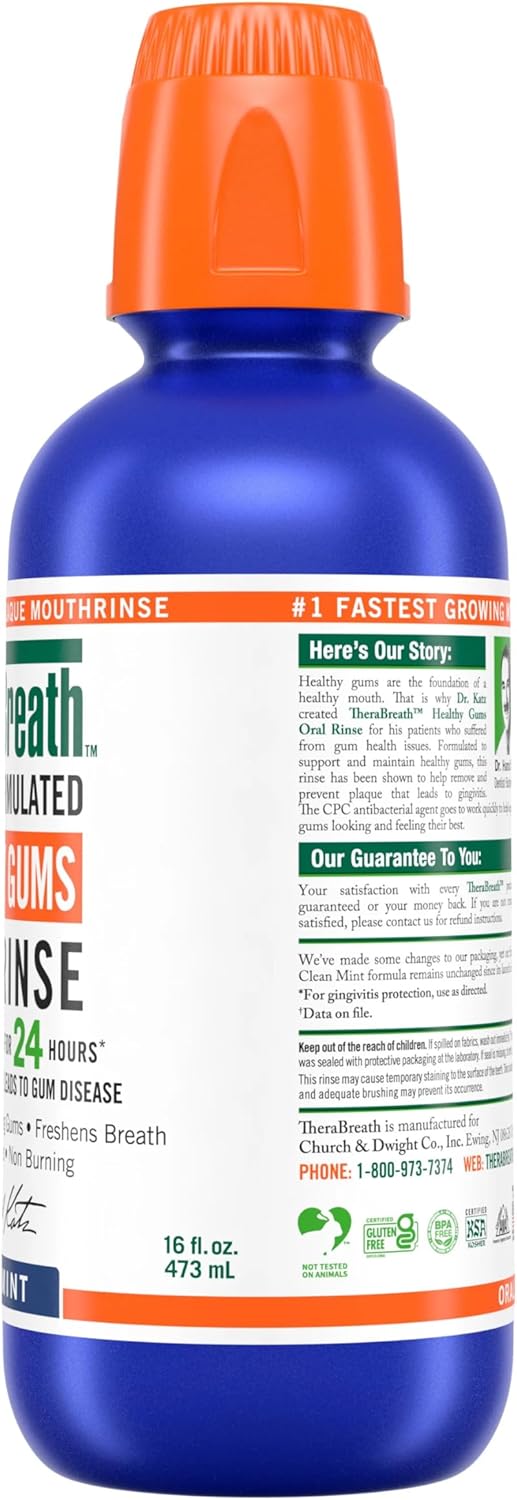 Healthy Gums Oral Rinse Clean Mint, 16 oz, Pack of 6 C4487