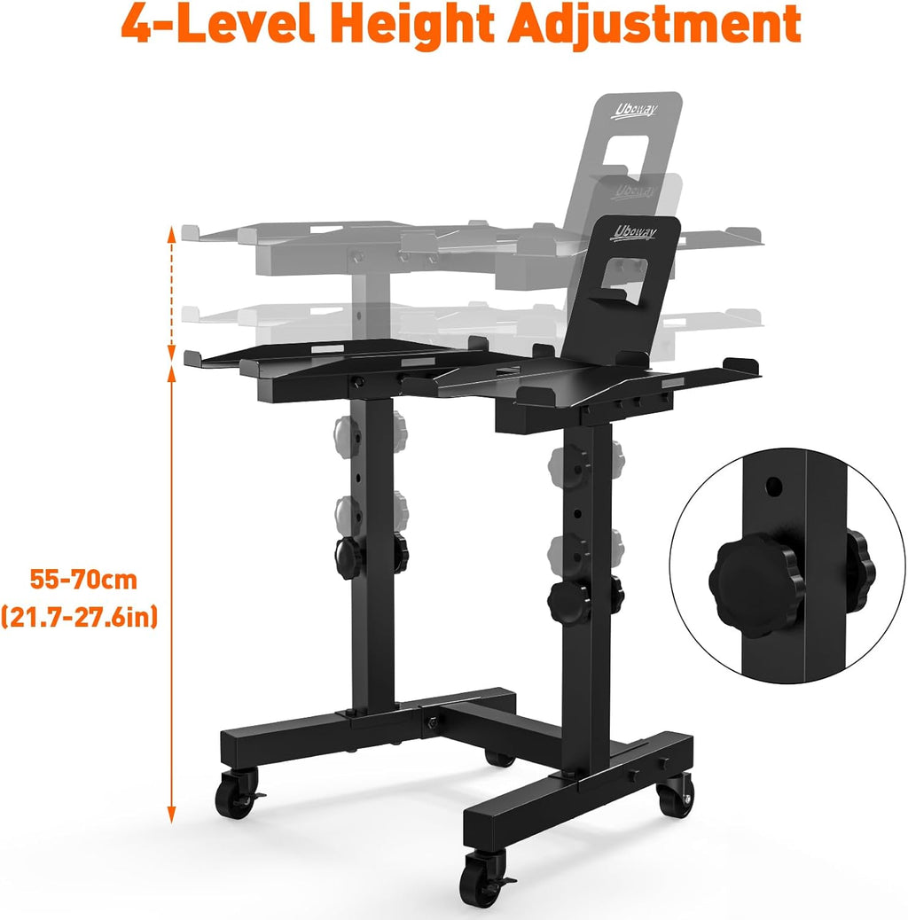 Adjustable Dumbbell Stand with 4-Level Height Rack and Wheels L357872