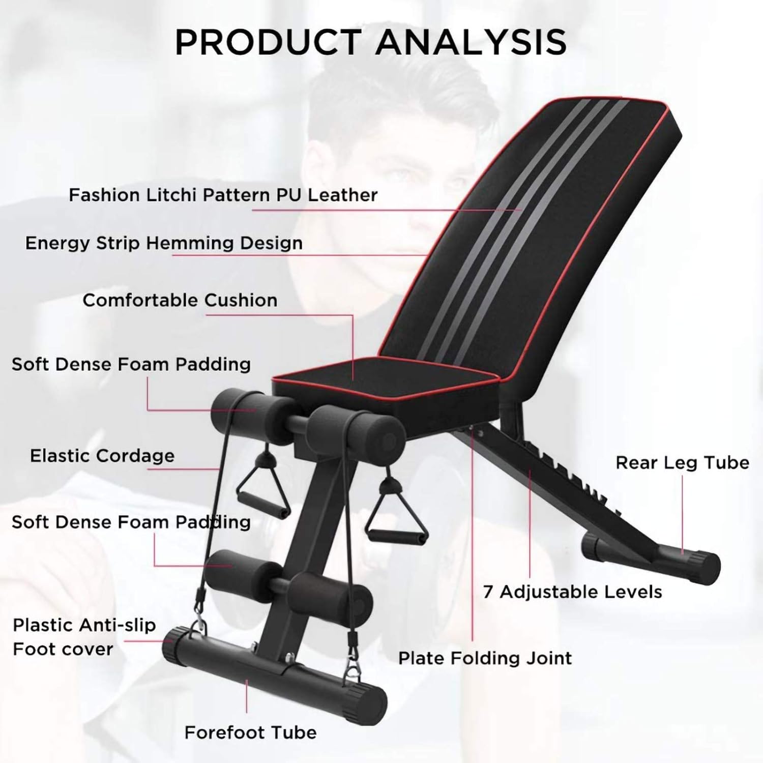 Adjustable Folding Weight Bench for Home Gym Y162