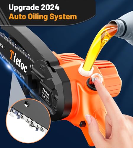 Mini Chainsaw 6 Inch Cordless with 2 Batteries, Portable Electric Chain Saw for Tree Branches and Garden P502
