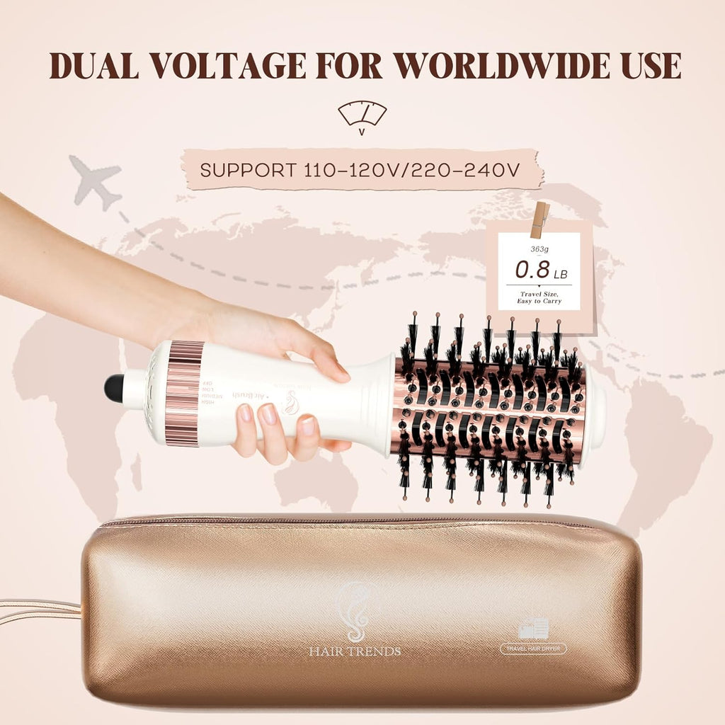 Travel Blow Dryer Brush, Dual Voltage Mini Hot Air Brush, 2 Inch Hair Dryer and Styler S10751