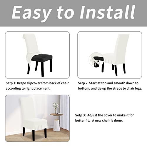 Stretch Parsons Dining Chair Slipcover with Skirt, 2 Pack, White S5803
