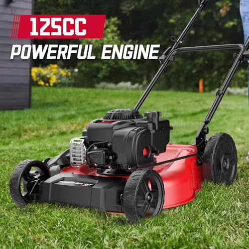Gas Lawn Mower, 21-Inch 144cc 2-in-1 Walk-Behind Push Mower L600