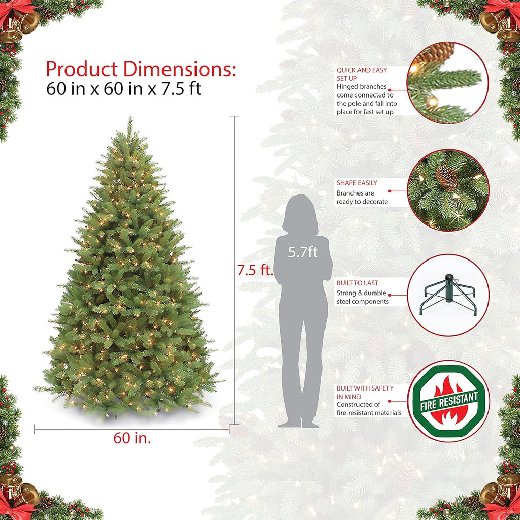 7.5 ft Pre-Lit Douglas Fir Artificial Christmas Tree with 800 Clear Lights N5194