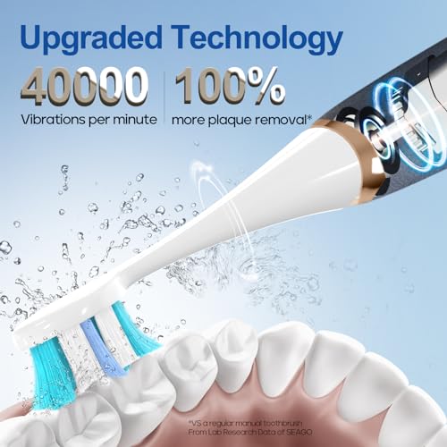 Rechargeable Electric Toothbrush for Adults with 8 Brush Heads and 5 Modes D33384