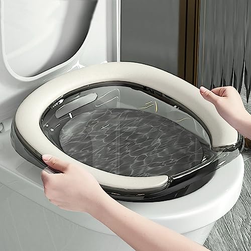 Sitz Bath for Toilet Seat Foldable Sitz Bath Tub for Bathtub Soothes Hemorrhoids & Perineum for Pregnant Women Postpartum Care Soaked Steam Relief of Vaginal/Anal Inflammation,Transparent Gray