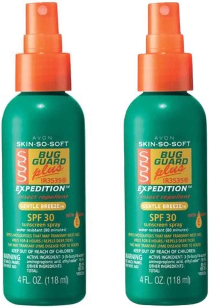 Avon Skin So Soft Bug Guard Plus IR3535 Expedition SPF 30 Pump Spray - DEET-Free, Water-Resistant Bug Repellent Outdoor Spray, Gentle on Skin, Travel Size Insect Repellent Spray 4 Fl Oz (2 Bottles)