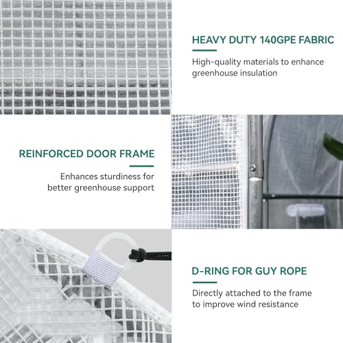 44x10x7ft Greenhouse Extra Large Heavy Duty 4 Zipper Doors Outdoor Walk in Tunnel Plant Gardening B641880