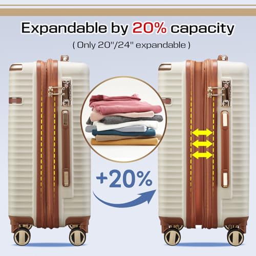 3 Piece Expandable Hard Shell Suitcase Set with Spinner Wheels and TSA Lock J812