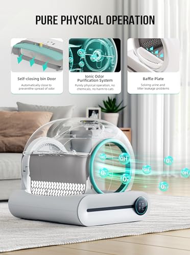 Self-Cleaning Cat Litter Box with Mat and Liners, Large Capacity, APP Control R943247