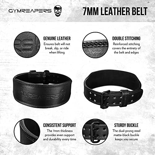 7MM Leather Weight Lifting Belt with Adjustable Buckle for Lower Back Support A9218