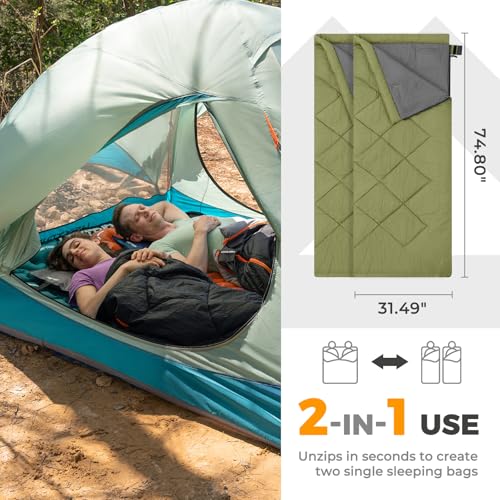 Double Sleeping Bag with Blanket Queen Size for Adults Camping M9532