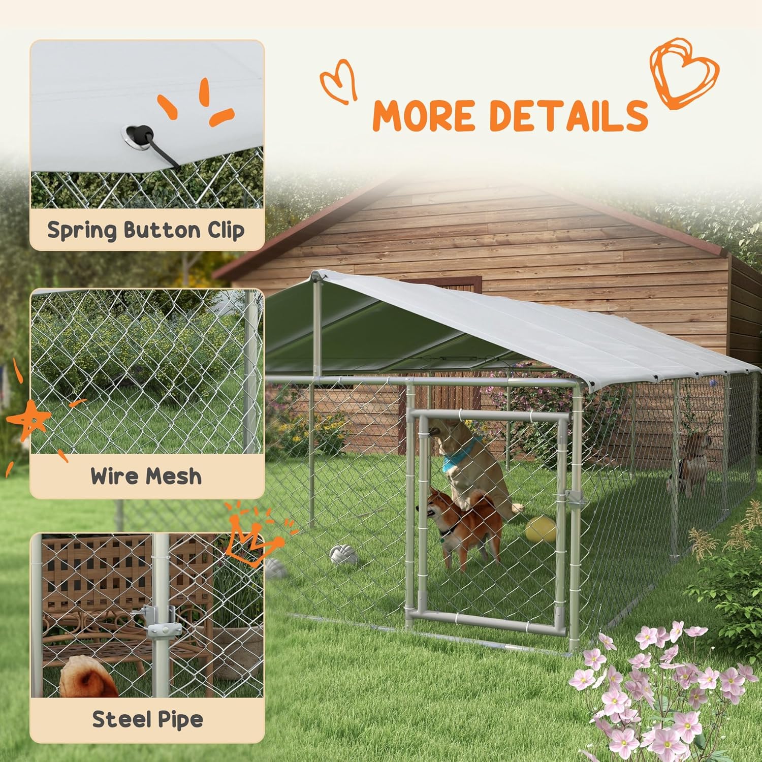 Large Outdoor Dog Kennel with Waterproof Cover and Secure Lock T890