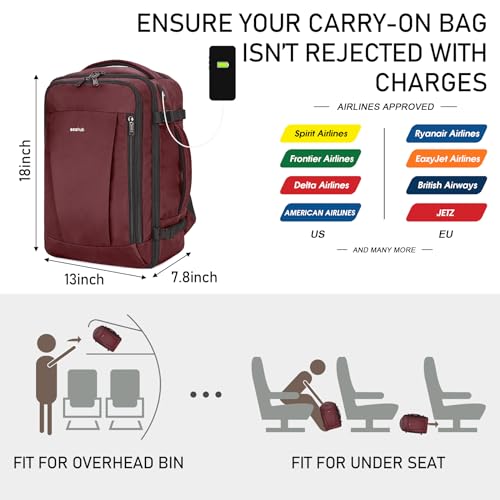Travel Backpack 18x14x8 Personal Item Carry On with 13 Pockets V923
