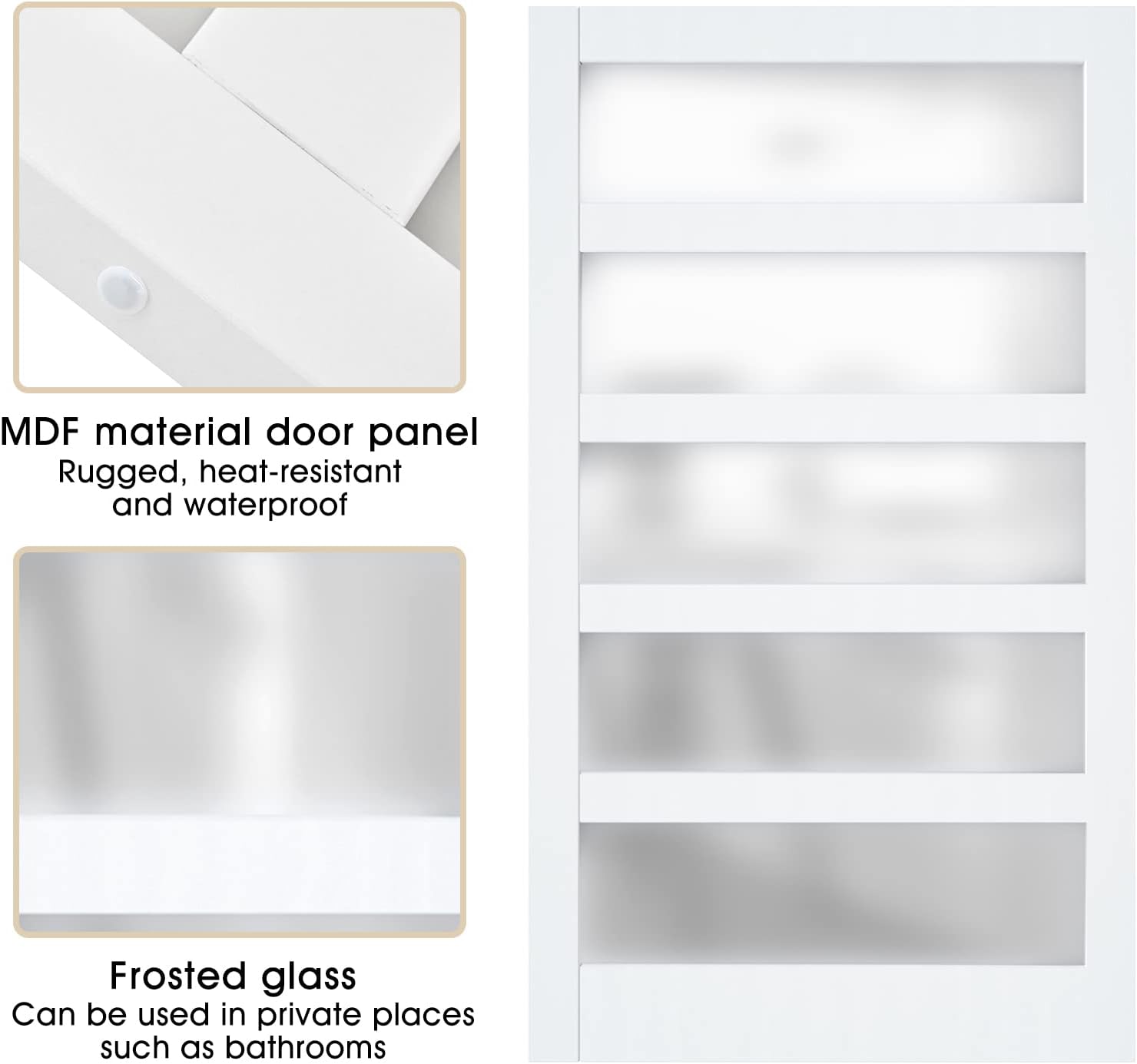 Frosted Glass Barn Door 36"x84" for Interior Use V504010