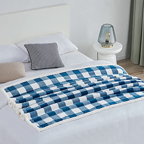 Sherpa Red and Black Buffalo Plaid Christmas Throw Blanket, Soft Cozy Fleece for Couch Bed Sofa A4681