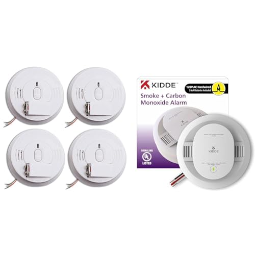 Kidde Smoke Detector & Hardwired Smoke & Carbon Monoxide Detector, AA Battery Backup, Interconnectable, LED Warning Light Indicators