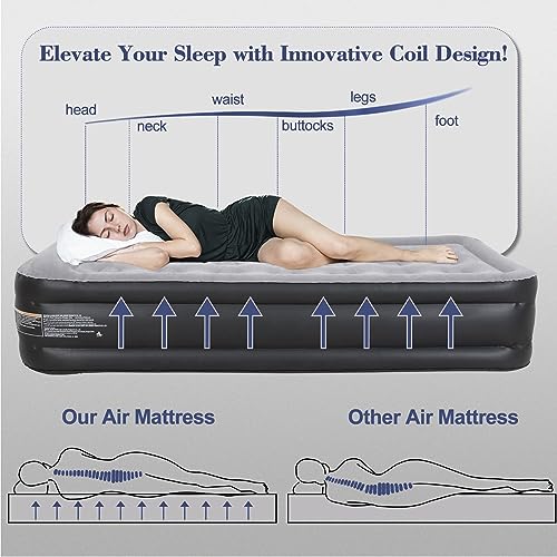 Queen Size Air Mattress with Built-in Pump, Inflatable Bed Q764