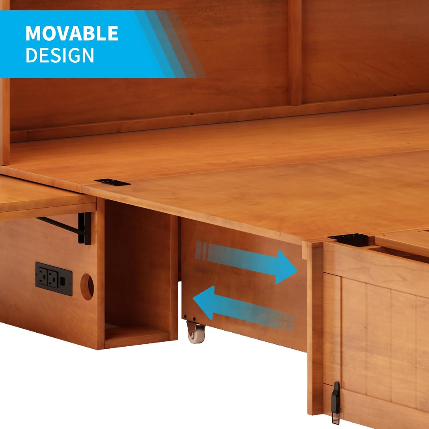 Queen Size Murphy Bed with Foldable Foam Mattress and Storage Drawer M962653