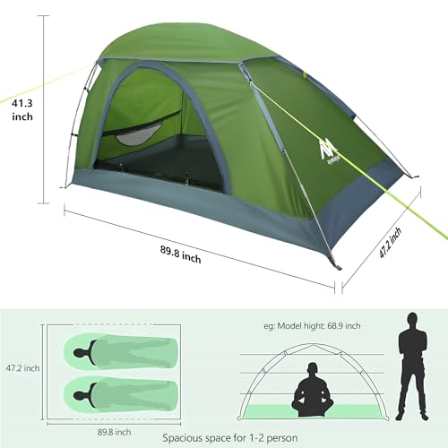 1 Person Backpacking Tent - Lightweight Hiking Tent with Skylight and Waterproof Rainfly P1721
