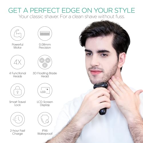 Electric Razor for Men Cordless Shaver with Nose and Ear Hair Trimmer T882731