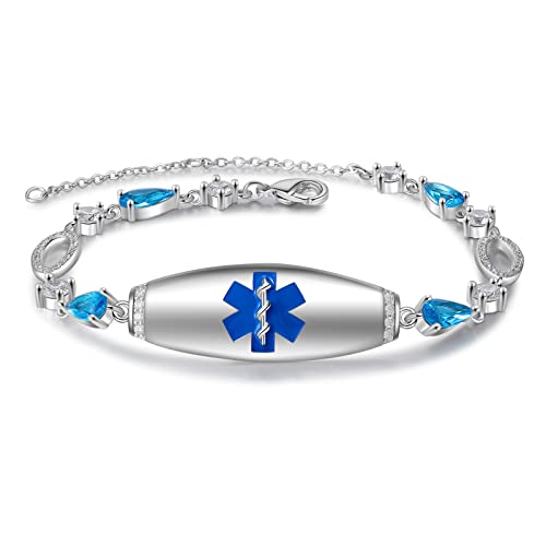Personalized Bracelet Silicone Medical Bracelets Adjustable Sport Emergency ID Bracelets Free Engraving 9 Inches Waterproof ID Alert Bracelets for Men Women