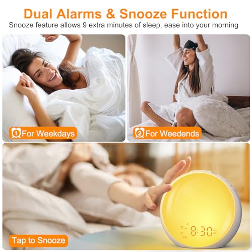 Sunrise Alarm Clock with Wake Up Light, Dual Alarms and FM Radio N967705