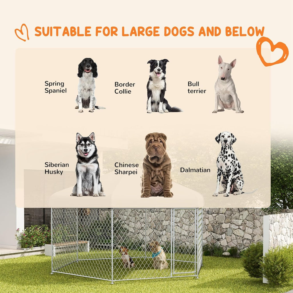 Outdoor Dog Kennel with Waterproof UV Resistant Roof for Medium and Large Dogs K5872