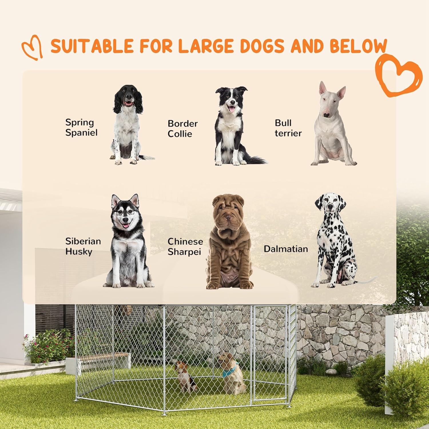 Outdoor Dog Kennel with Waterproof UV Resistant Roof for Medium and Large Dogs K5872