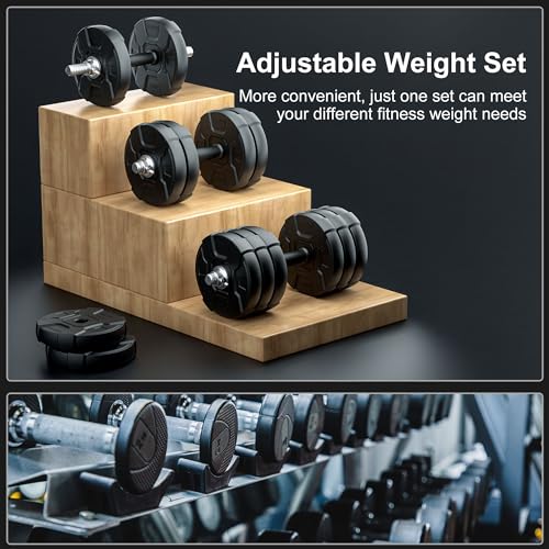 Adjustable Dumbbell Barbell Set with Metal Grip and Weight Plates A2863