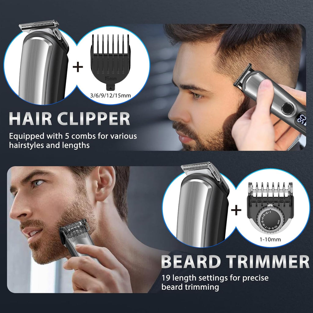 Cordless Beard Trimmer for Men, Rechargeable Wet Dry Grooming Kit M821021