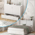 Queen Murphy Bed, Murphy Cabinet Bed with Tri-fold Mattress & USB Charging Station, Murphy Chest Bed with 2 Storage Drawer, Multi-functional Murphy Bed Cube Cabinet for Guest Room
