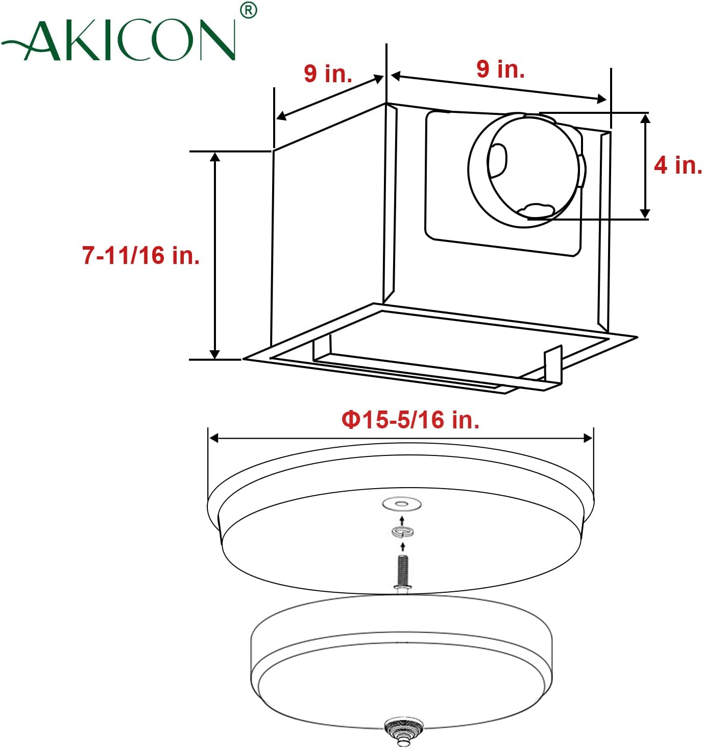 Round Exhaust Bathroom Fan with Warm Light and Nightlight A360