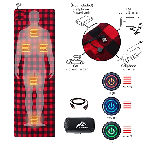 Heated Sleeping Bag Liner with 5 Heating Zones, USB Powered X98900