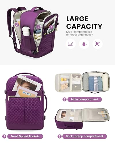 Carry On Travel Backpack for Women, 40L Personal Item Bag with 3 Packing Cubes X306830