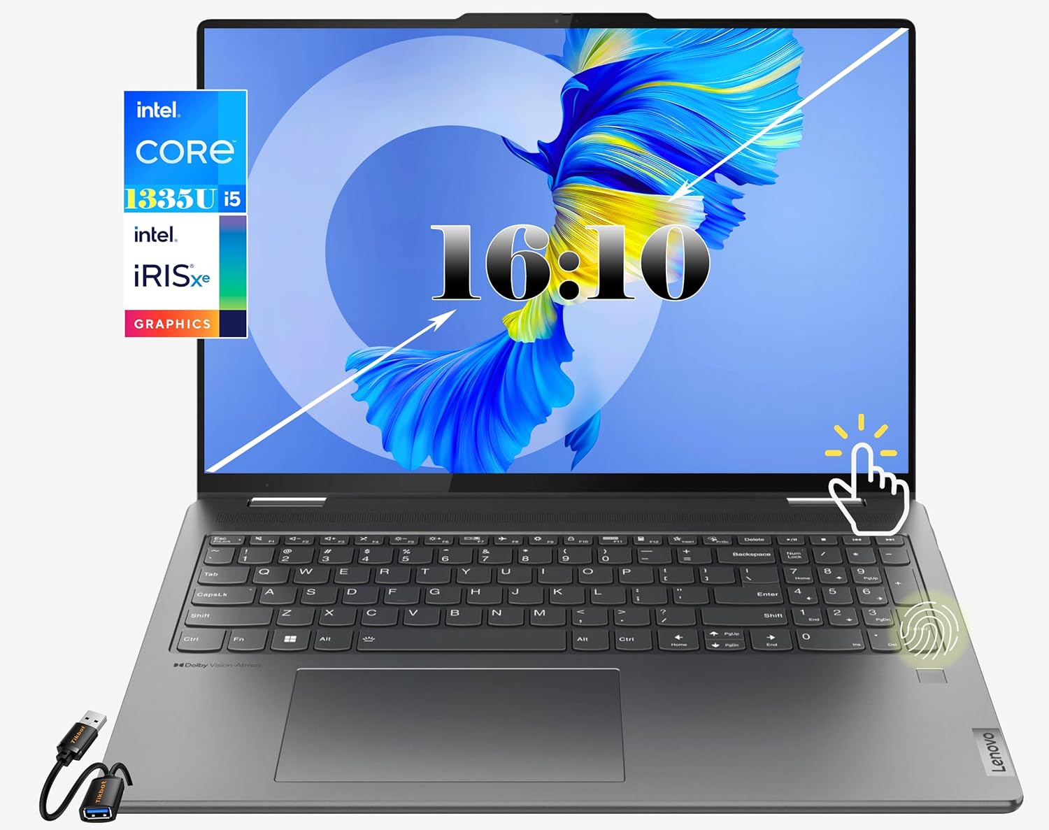 LENOVO Yoga 7I 16" WUXGA 16:10 2 in 1 Touch-Screen Laptop Intel CORE I5-1335U (Beats i7 1260U) 2xThunderbolt Fingerprint Reader Storm Grey Win11 W/HDMI (8GB RAM | 512GB PCIe SSD)