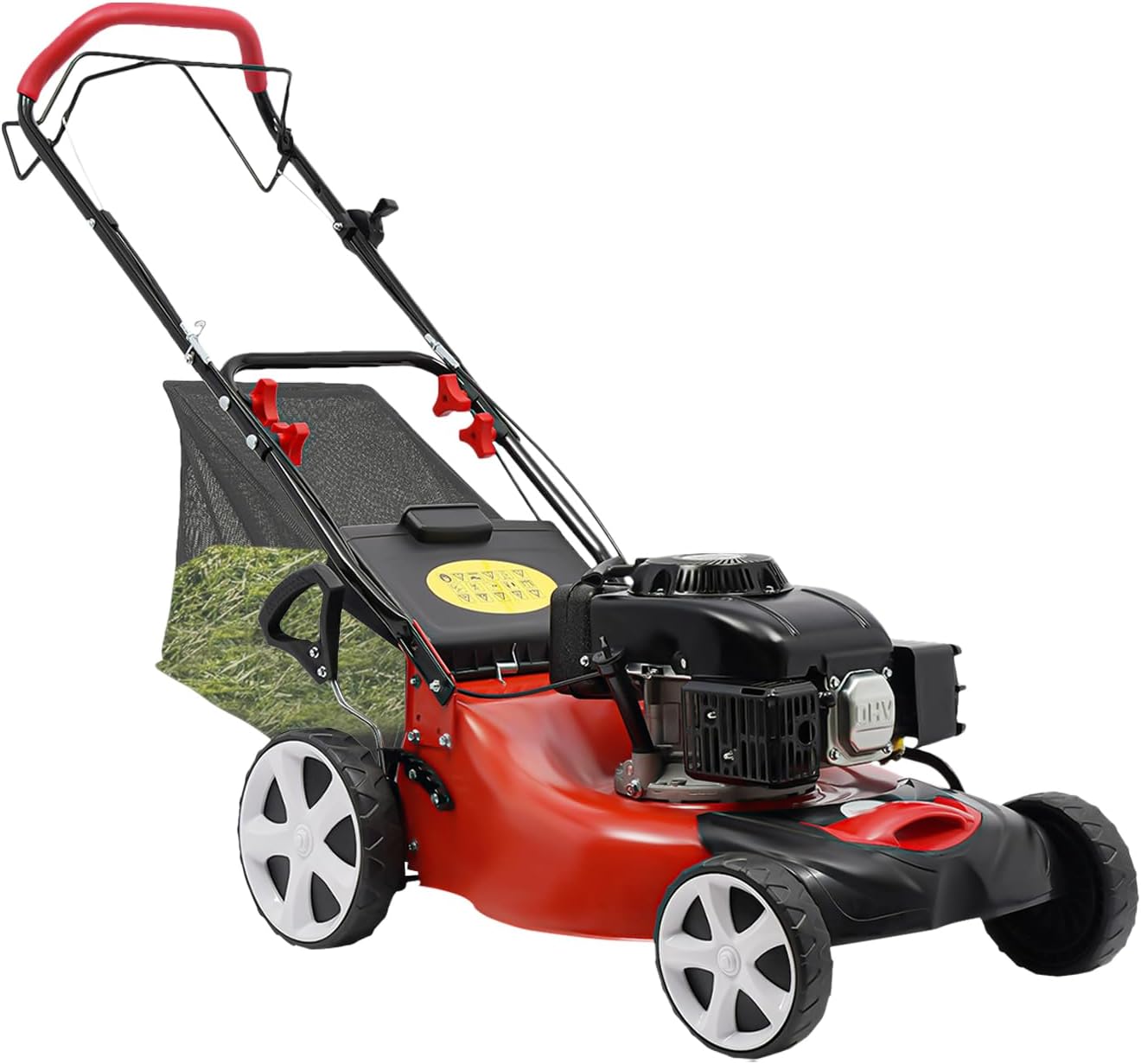 Lawn Mower Gas Lawn Mower Self Propelled 20-inch & 140cc 4-Stroke Engine Self-Propelled Gas Powered Lawn Mower w/Bagger Gas Mower, 8 Adjustable Heights for Small to Medium Sized Yards