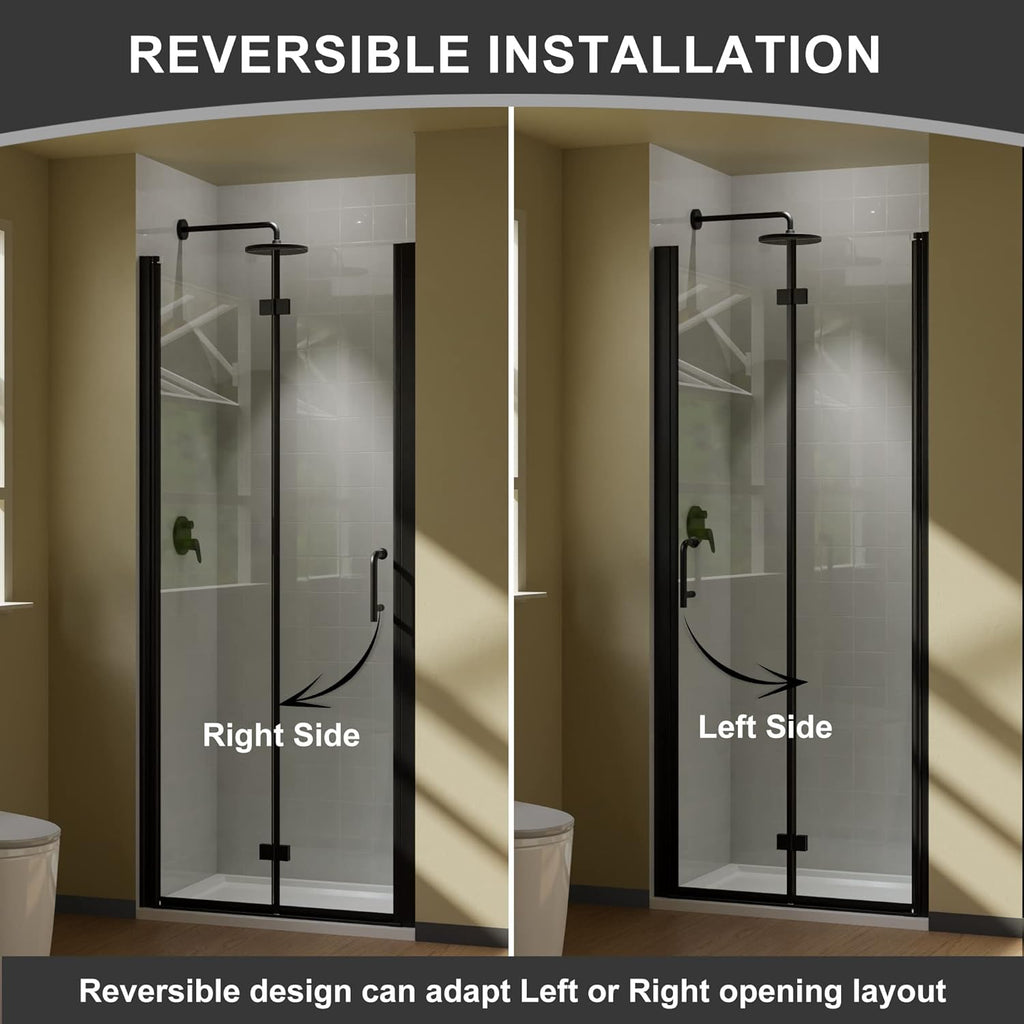 Frameless Glass Shower Door 32" x 72" Matte Black U529