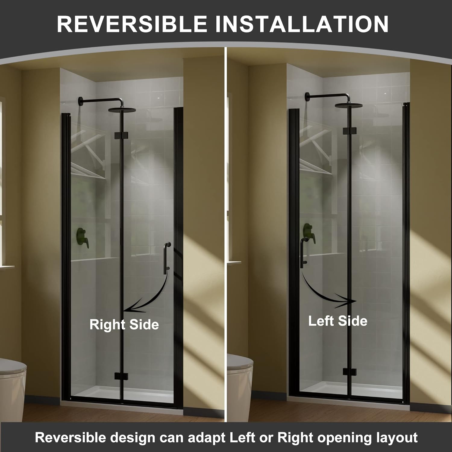 Frameless Glass Shower Door 32" x 72" Matte Black U529