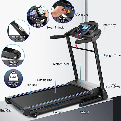 Folding Treadmill with 15% Auto Incline and Bluetooth Speaker I3021