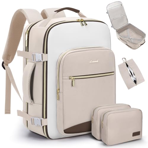 LOVEVOOK 40L Carry on Backpack for Women & Men with 3 Packing Cubes, Large Travel Backpack for Airplanes, TSA Personal Item Travel Bag fits 17" Laptop, Waterproof Travel Essentials Airline Approved